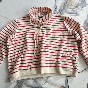 Gibson Red and Cream Striped Turtleneck Sweater XL